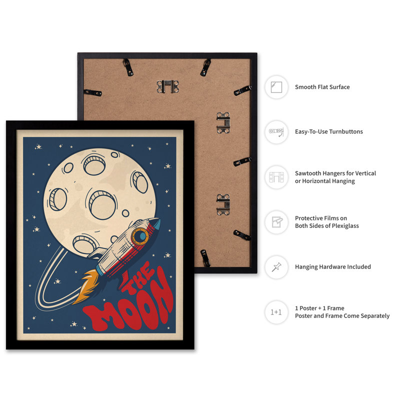 The Moon No2, Cadre noir, Affiche, H 12 po x l 16 po