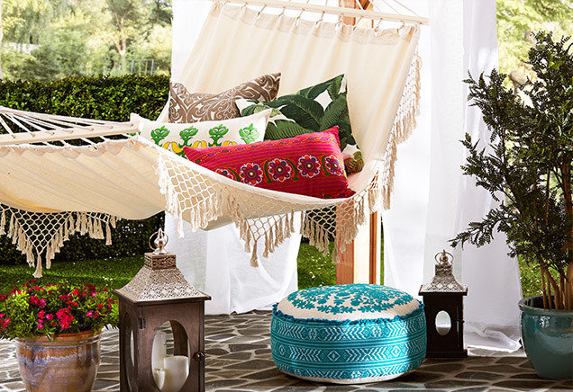 boho hammock in garden