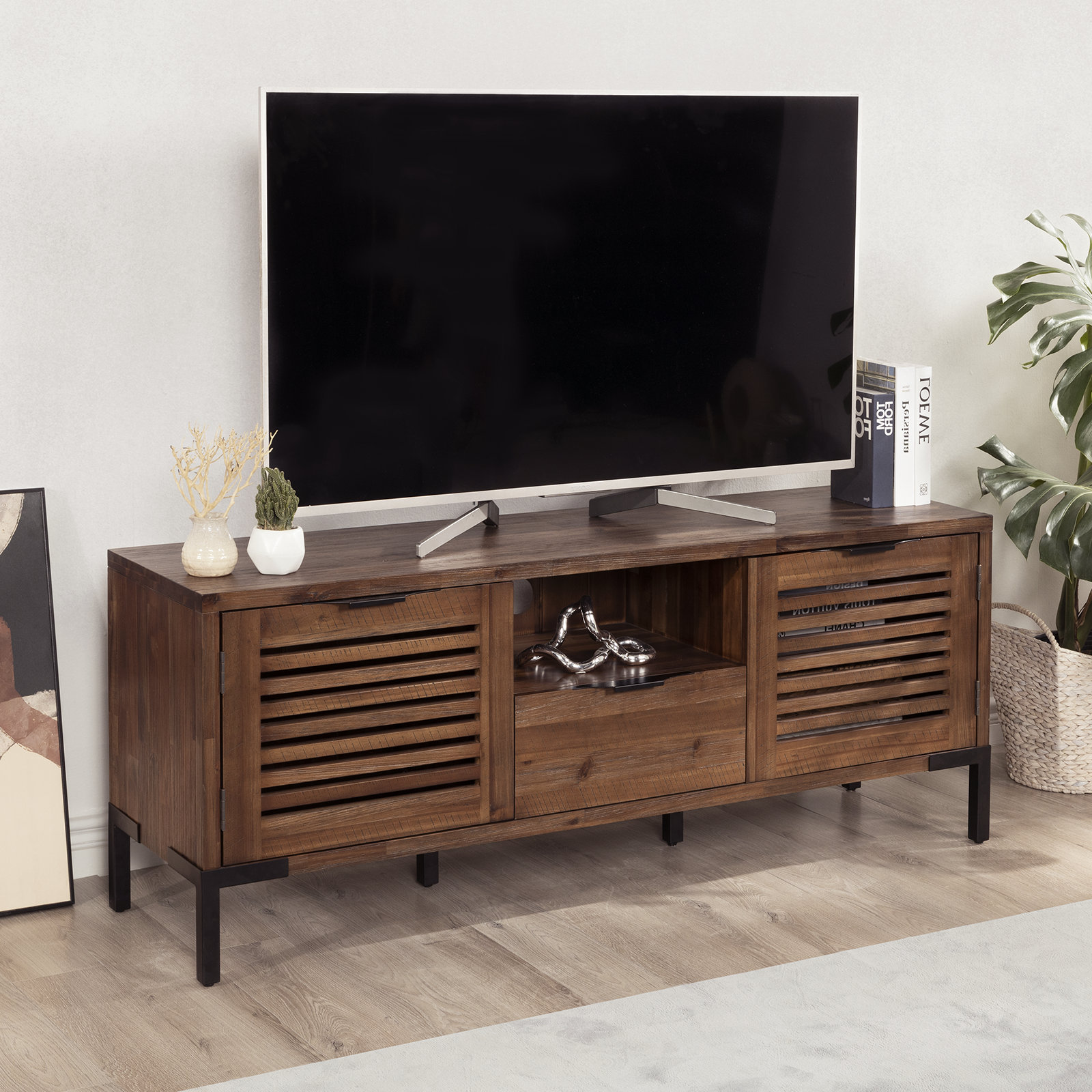 Millwood Pines Miller 63'' Solid Wood Easy Assembly TV Stand & Reviews ...