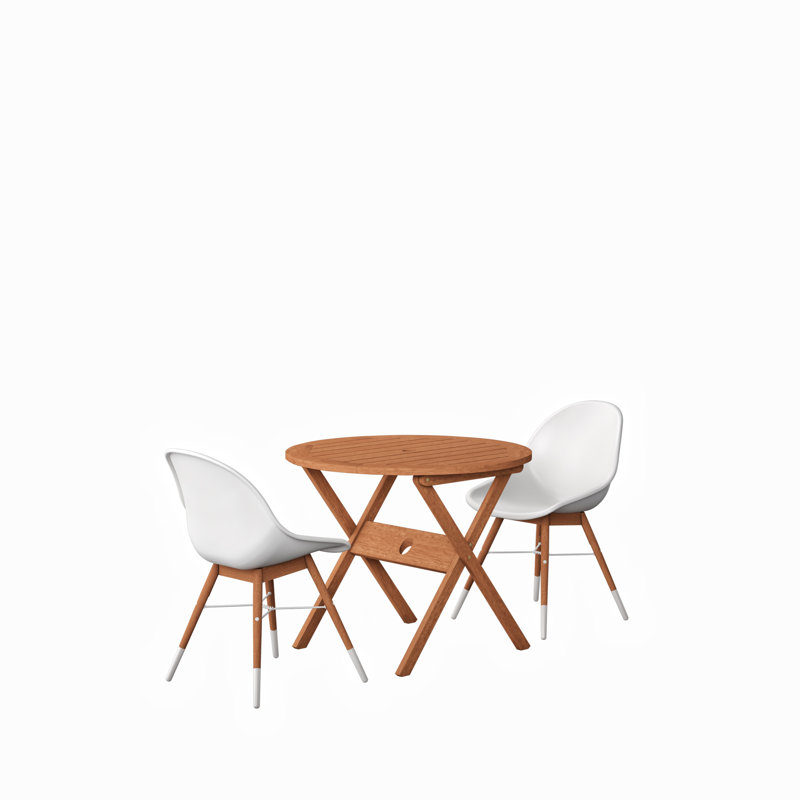 Anautica 2 - Person Wood Patio Dining Set with Round Table