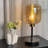 Industrial Bedside Table Lamp Amber-Tinted Glass Lampshade Desk Reading Light