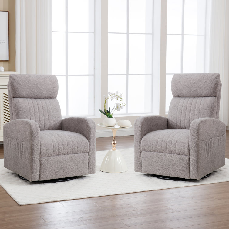 Deaja 28" Upholstered Swivel Rocker Nursery Chair with High Back (Set of 2)