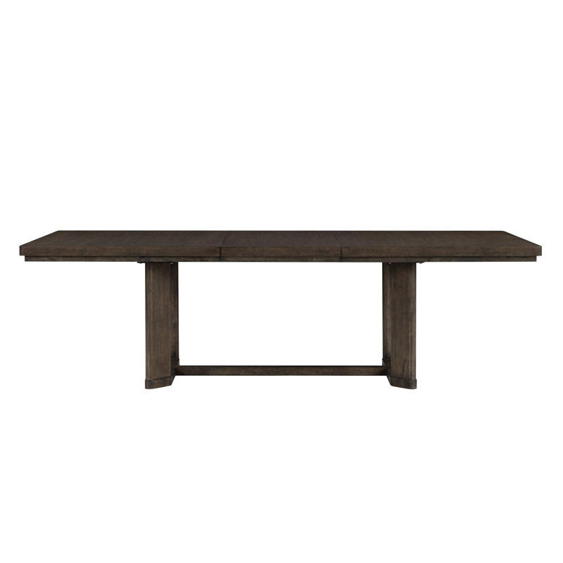 Dark Oak Trestle Dining Table With Leaf
