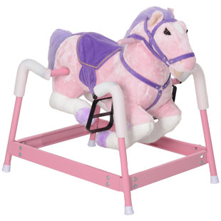 Qaba Spring Rocking Horse, Kids Ride on Horse w/ Saddle