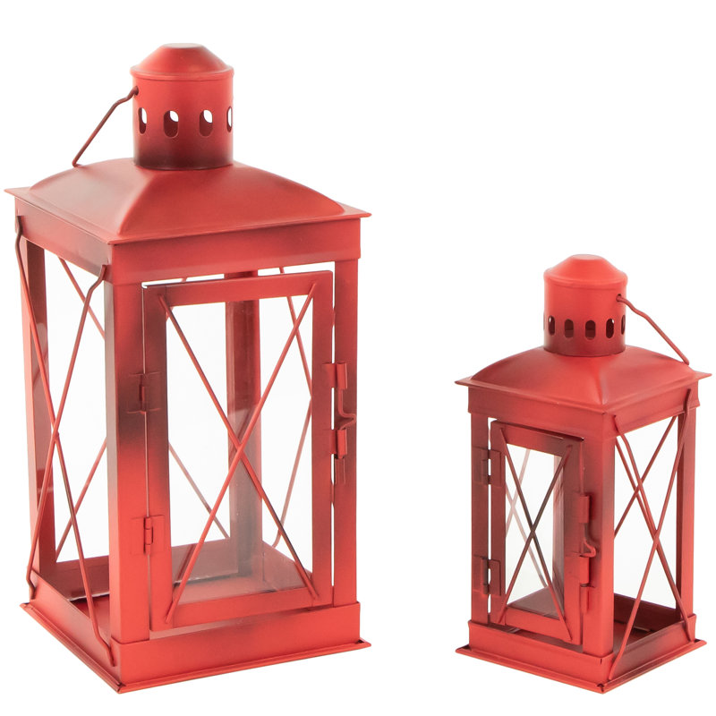 Antique Red Mission Style Candle Lanterns