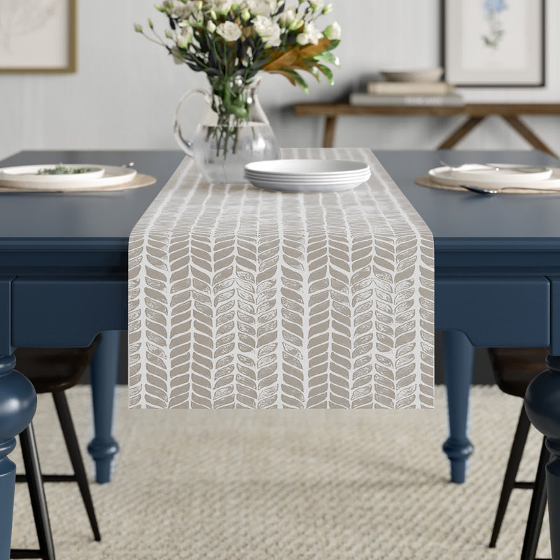 Chemin de table Maribeth, 72 po x 16 po, Kaki, Floral