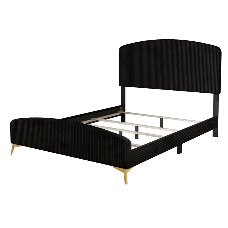 Alphonse Upholstered Standard Bed, Full, Black Velvet