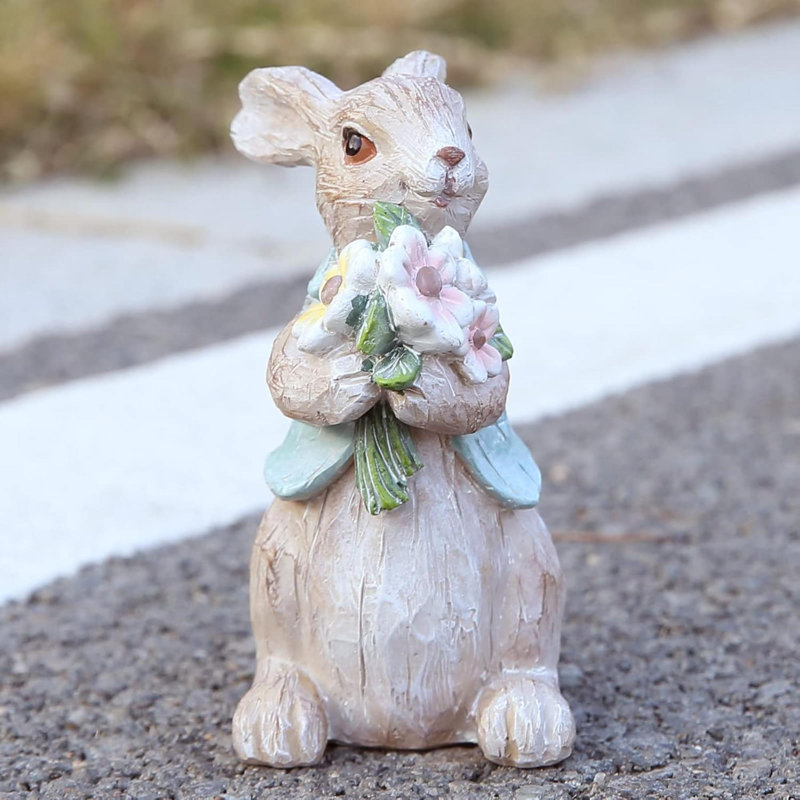 Animals Resin Garden Statue, Gray/Blue