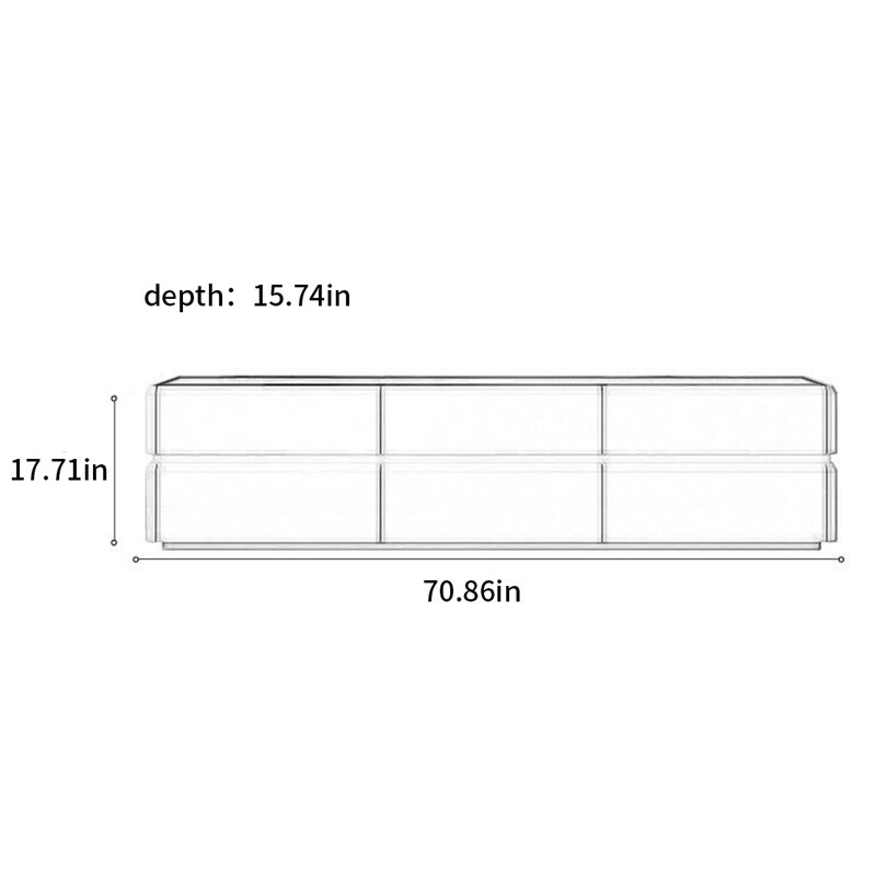 Modern minimalist luxury TV cabinet, 17.71"H x 70.86"L x 15.74"W