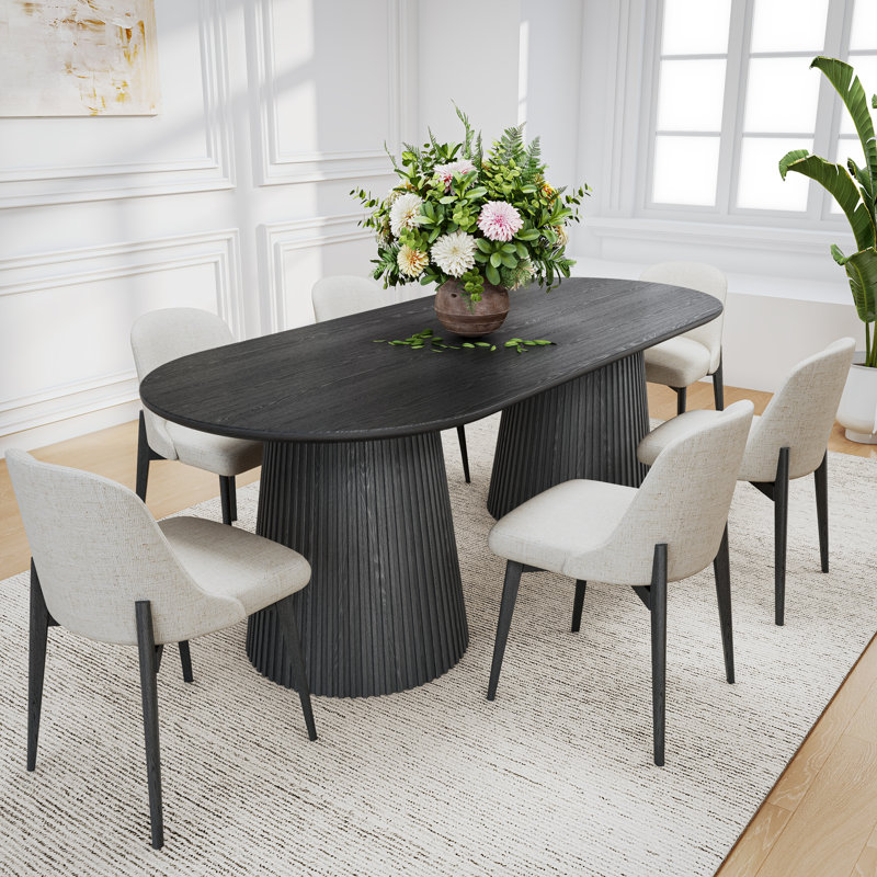 Talisa 6 - Person Double Pedestal  Dining Set, Black