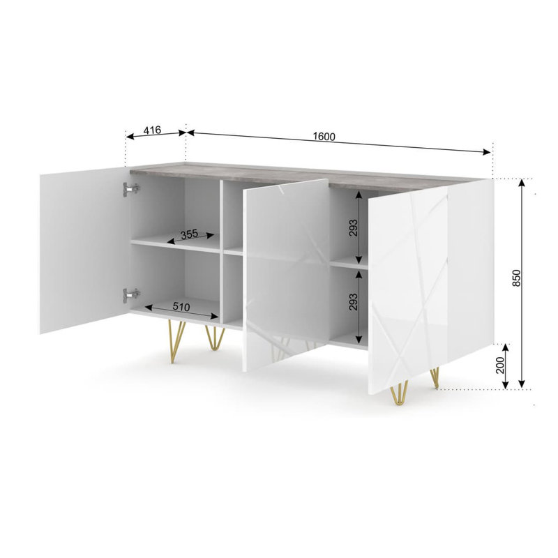 Karratha 160cm Sideboard, White