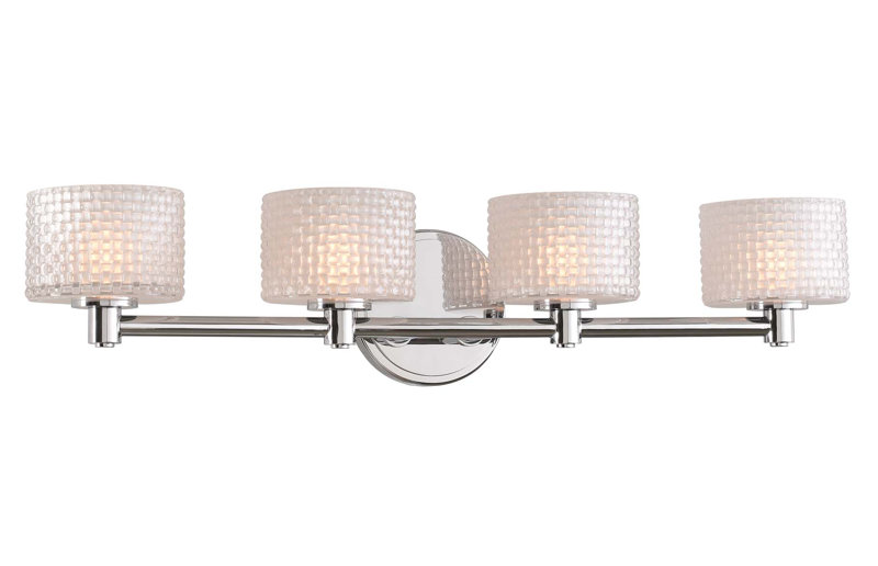 Willow 4-Light Chrome Dimmable Vanity Light with Woven Glass Shades