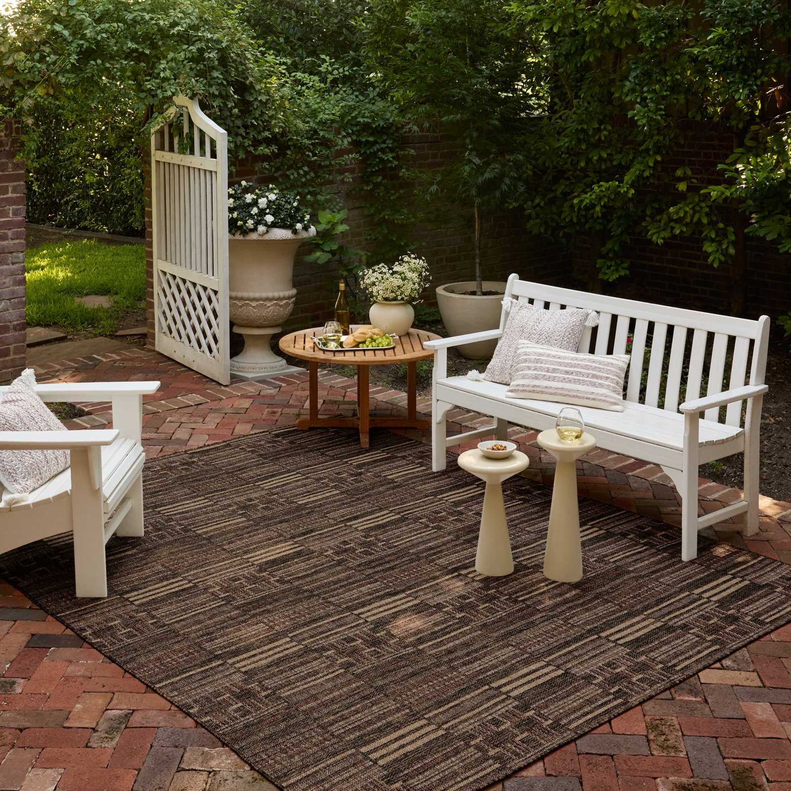 Altia Spice Tobacco Geometric Outdoor Rug, Rectangle 7'10" x 10'