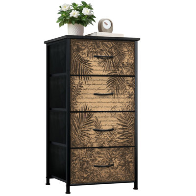 Commode de chambre rustique avec 4 tiroirs de rangement Tropical Summer Vintage Green Leaf