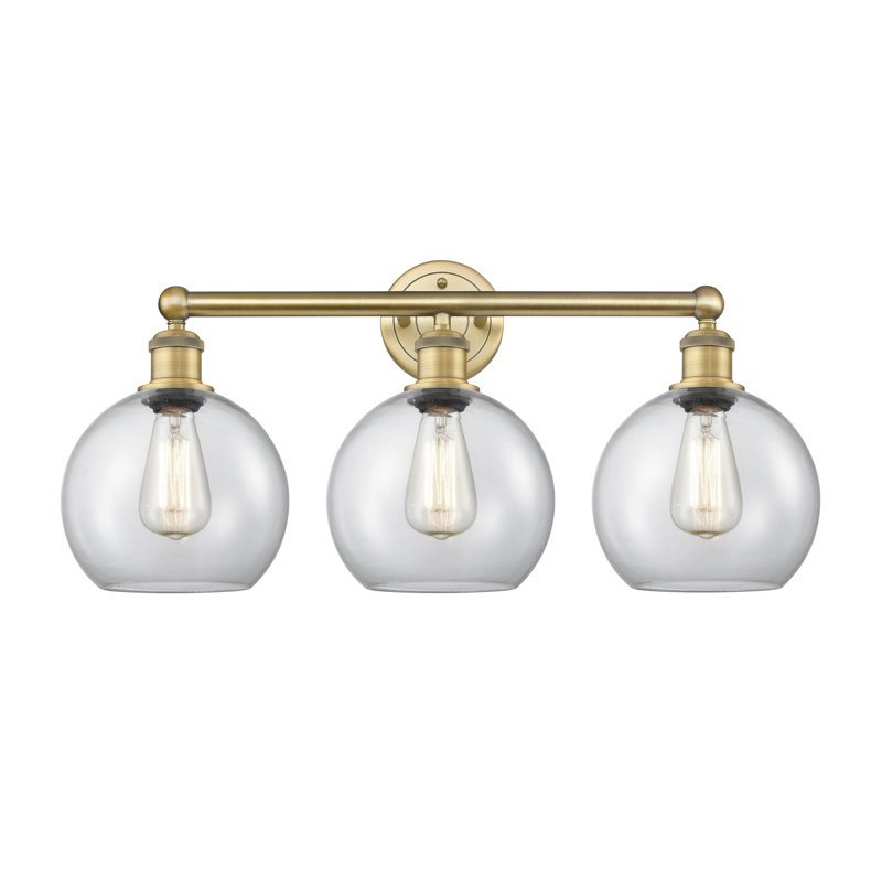 Éclairage pour meuble-lavabo à 3 lumières à intensité variable Ellington, Laiton brossé, Transparent