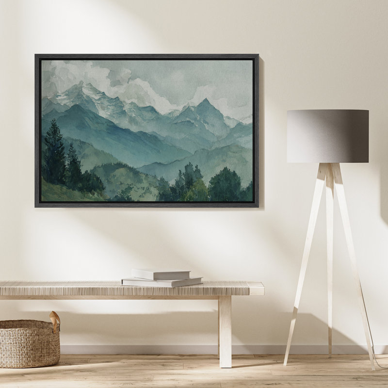 «Misty Mountain Landscape», reproduction d'art sur toile, décor de scène de nature tranquille pour chambre à coucher ou bureau