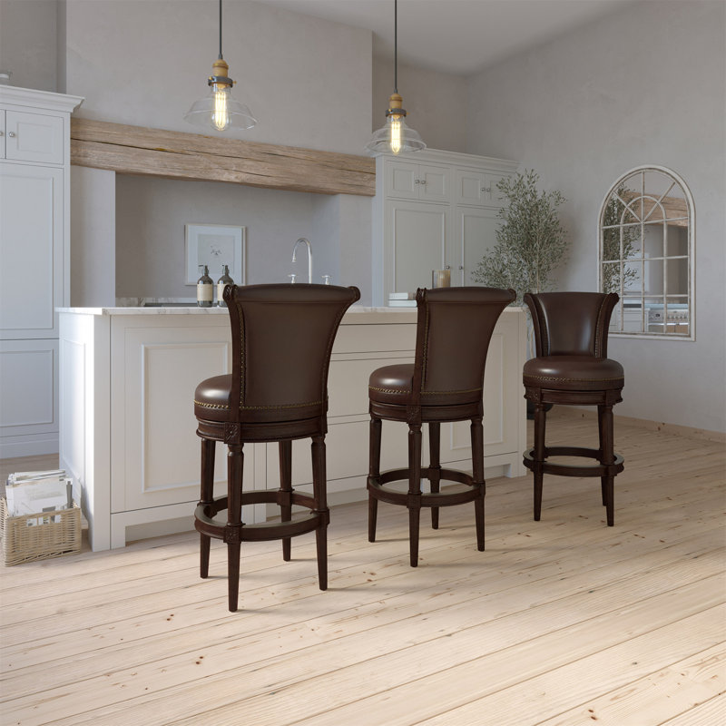 Chapman Tabouret de bar pivotant en bois à hauteur de bar avec dossier haut
