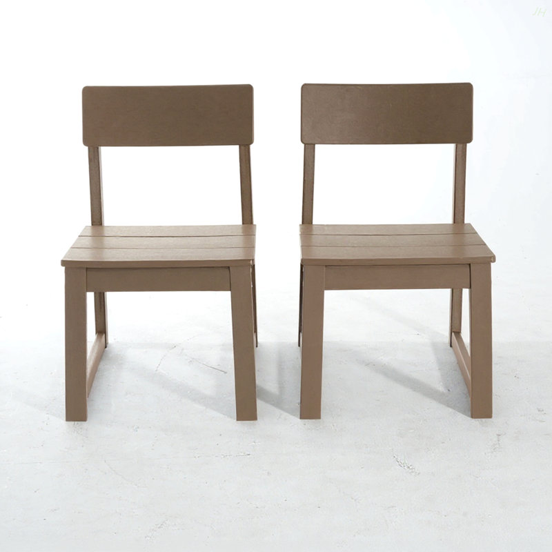 Ensemble de 2 chaises de salle à manger intérieures / extérieures en PEHD gris, chaises de jardin et de patio toutes saisons avec dossier moderne