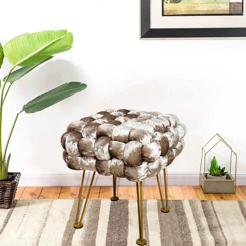 16" Wide Velvet Square Ottoman, Simply Taupe Velvet