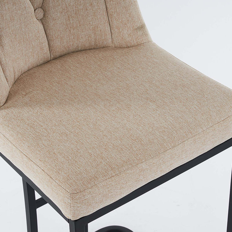 Ensemble de 2 tabourets de bar rembourrés modernes avec dossier capitonné, chaise à hauteur de comptoir avec structure en métal robuste, siège rembourré confortable pour la cuisine, le bar ou la salle à manger