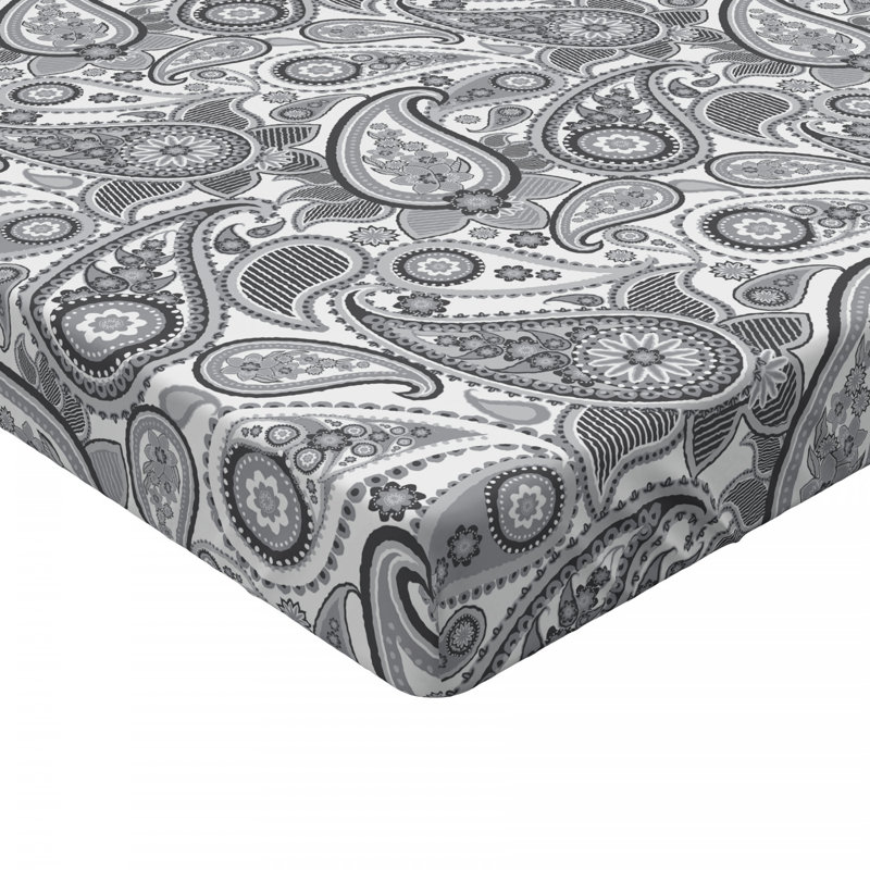 Microfiber Paisley Fitted Sheet, Twin XL Fitted Sheet, Gray Paisley