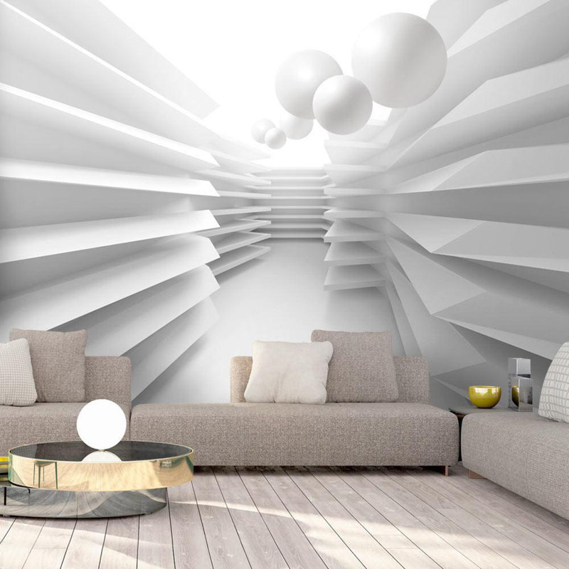 Adhésif mural amovible Peel & Stick 3D Illusion - labyrinthe blanc