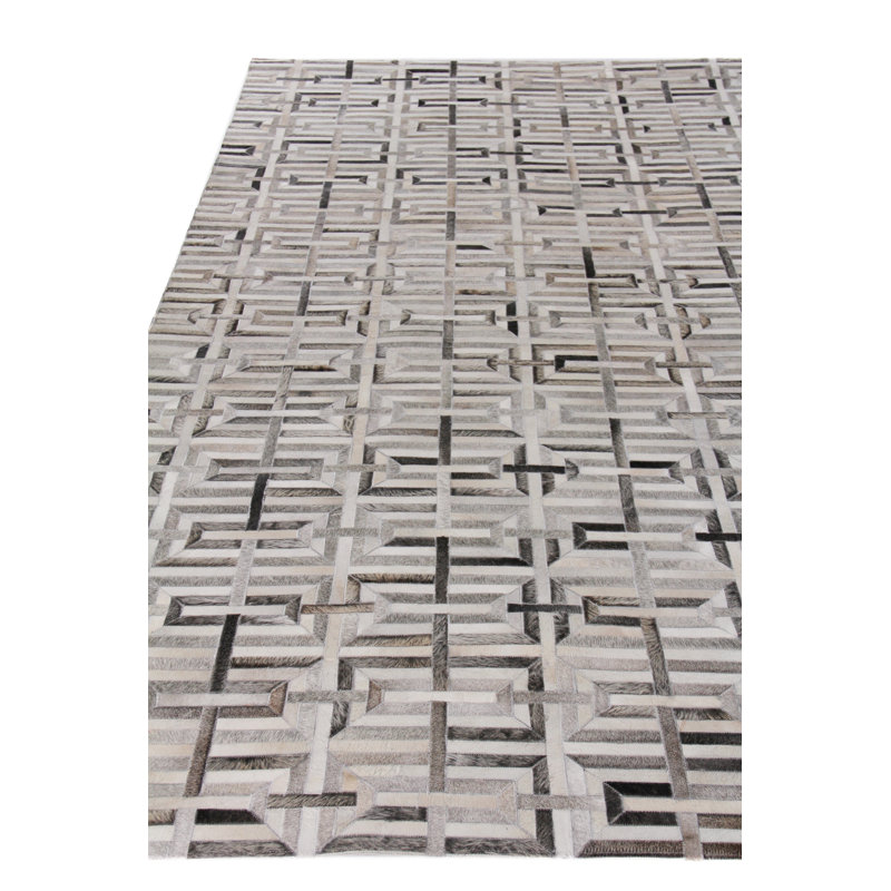 Natural Hide Cowhide Geometric Area Rug, Rectangle 8' x 10'