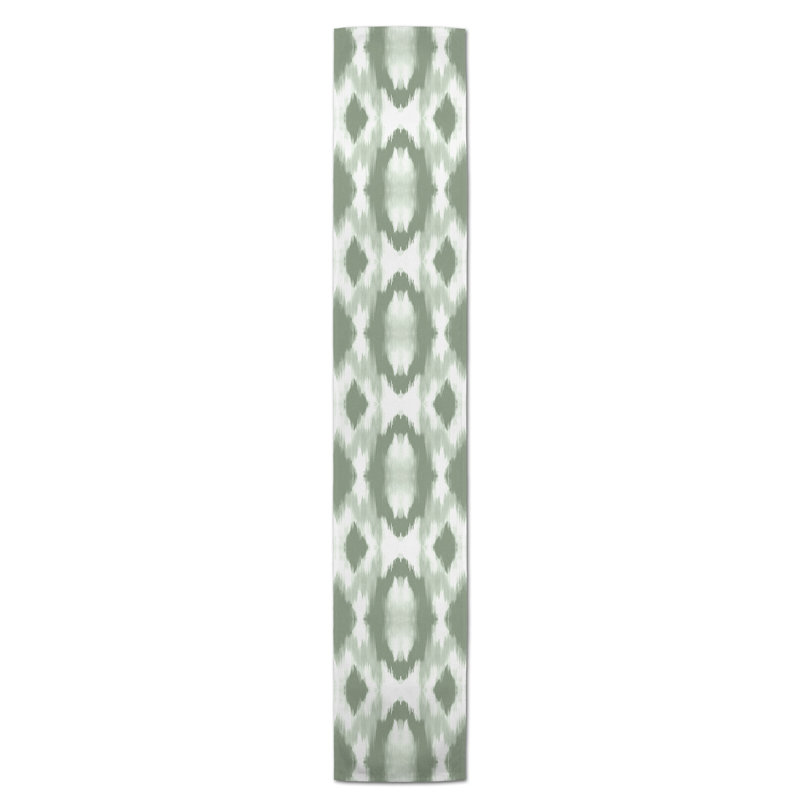Chemin de table Doster, 90 po x 16 po, Vert sauge, Floral