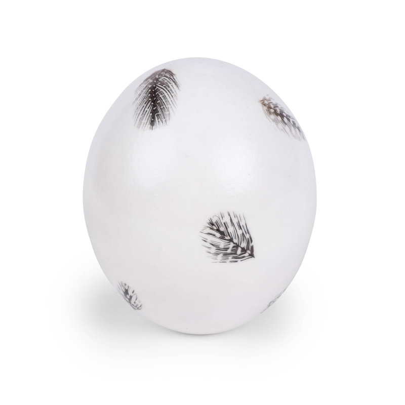 Painted Ostrich Egg Sculpture, White