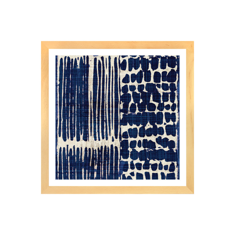 «Indigo Batik III» par Wild Apple Portfolio - impression sur toile, H 24 po x l 24 po x P 1 po, Cadre brun