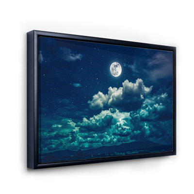 Pleine lune dans le ciel nocturne nuageux II - photographie sur toile