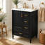 Meuble-lavabo moderne 24 po avec lavabo en céramique, noir, porte à fermeture douce, 3 tiroirs, poignées dorées, support de porte
