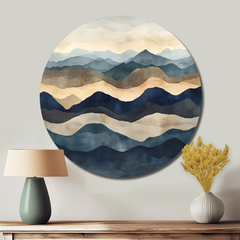 «Geometric Earth Horizon», décorations murales abstraites en métal rondes, L 36 po x H 36 po