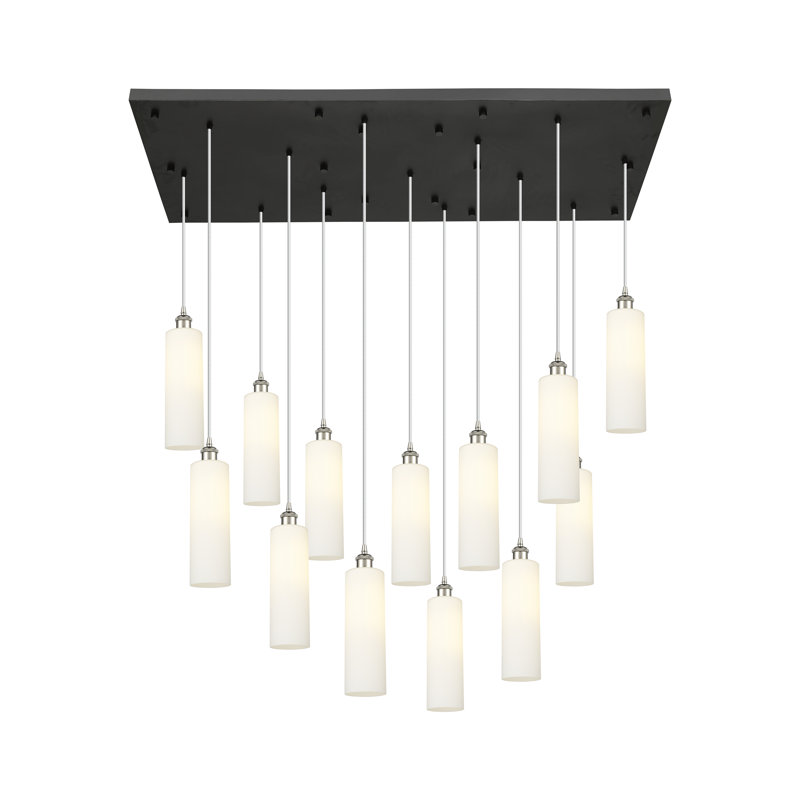 Caius - Luminaire suspendu à cordon 54 lumières 13 po, Nickel poli, Blanc