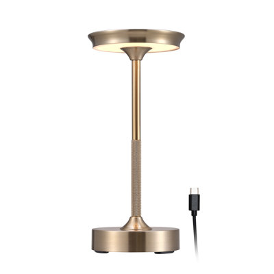 Lampe de table d'extérieur à DEL intégrée en laiton 10,5 "2W avec pile rechargeable Sierra, cordon USB-C inclus Sierra