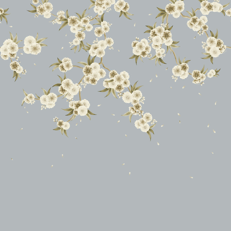 Rosa 13.35m x 68.5cm Wallpaper Roll, Feather Grey/ Paper Lantern/Oyster