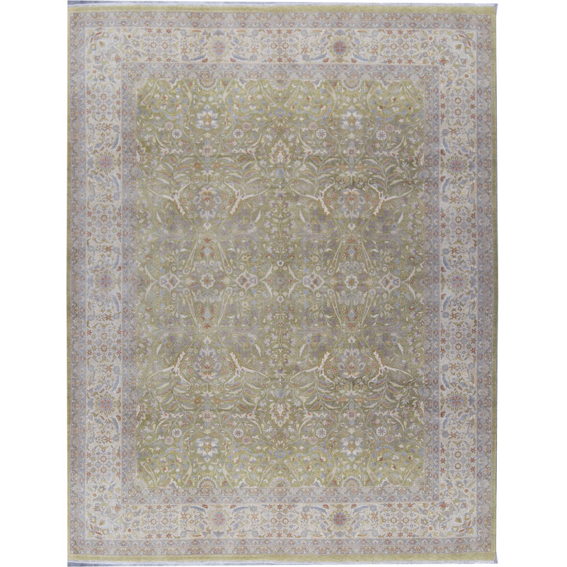 Tapis vert noué à la main de haute qualité