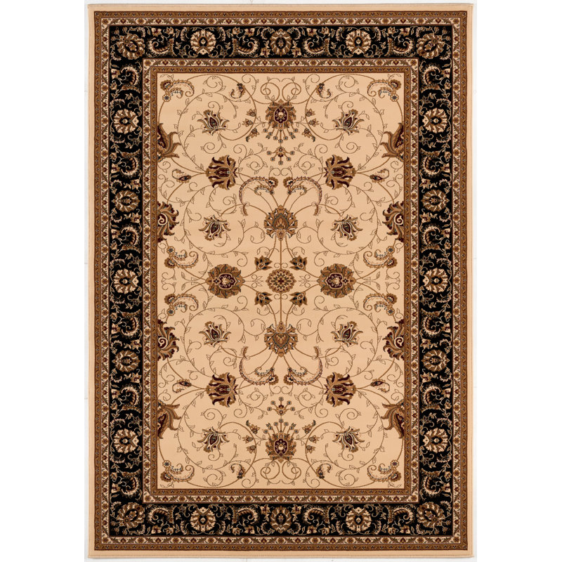 Rug Branch Yasmin 2' x 3' (2'3" x 3') Beige/Black Persian Medallion Indoor Doormat Rug, Traditional, Low Pile, Stain-Resistant Entry Carpet - Front Door, Mudroom, Hallway and Kitchen