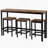 Counter Height Long Dining Table Set With 3 Stools, Pub Kitchen Set Side Table