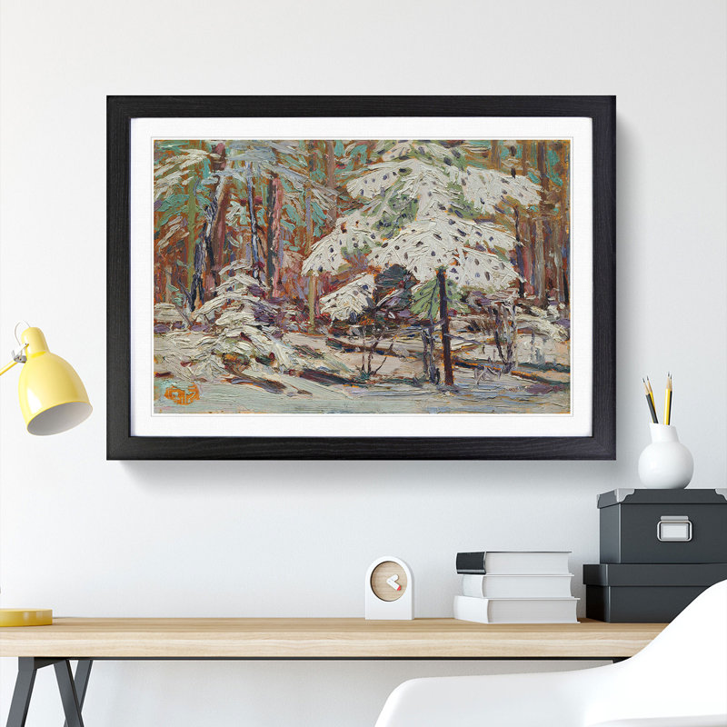 Snow in the Woods by Tom Thomson - Picture Frame Painting, Black Framed, 48cm H x 65cm W x 2cm D