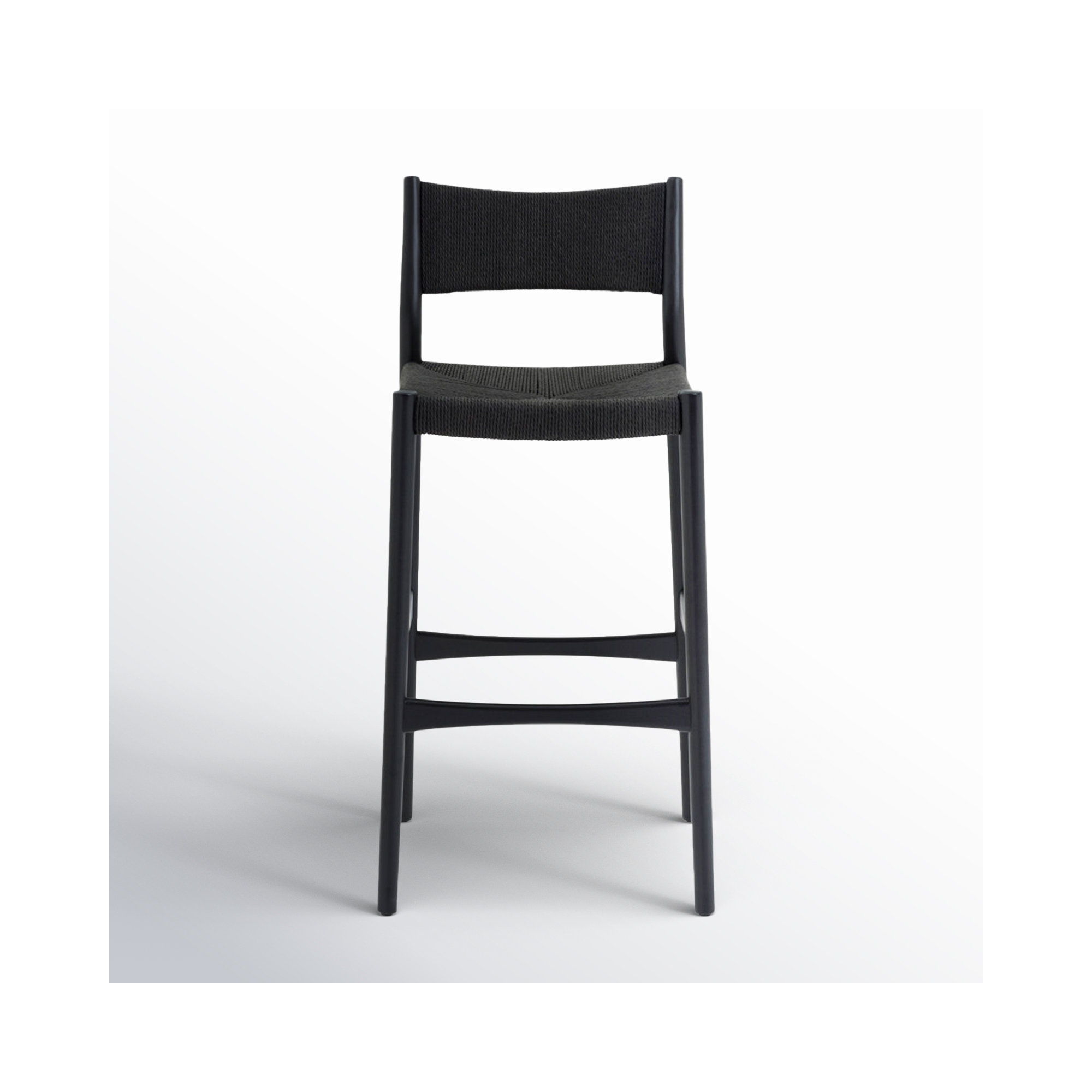 Buffolino Woven Bar & Counter Stool, Black, Bar Stool (30" Seat Height)