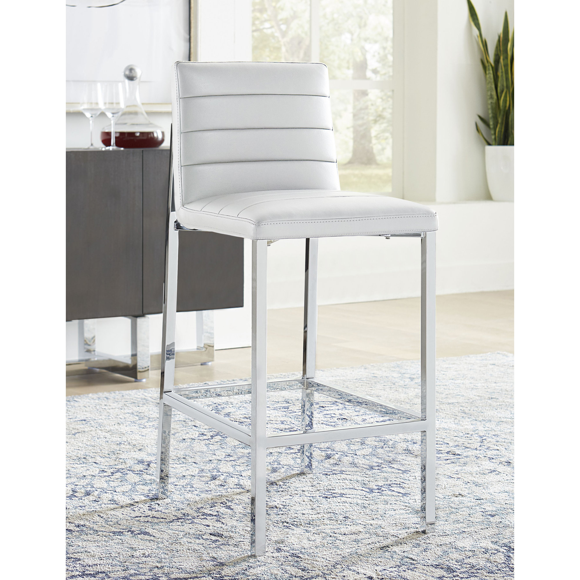 Misa Bar & Counter Stool, White, Bar Stool (30" Seat Height)