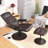 Mcabee Faux Leather Swivel Armchair with Ottoman-949631156