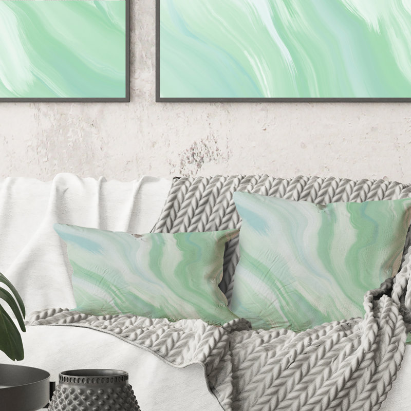 Coussin vert imprimé sarcelle vert sur onyx - imprimé moderne 1