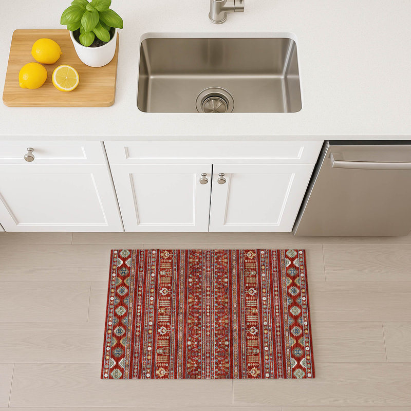 Machine Washable Indoor/Outdoor Gursevak ACN2244 Navajo Rug, Rectangle 1'8" x 2'6"