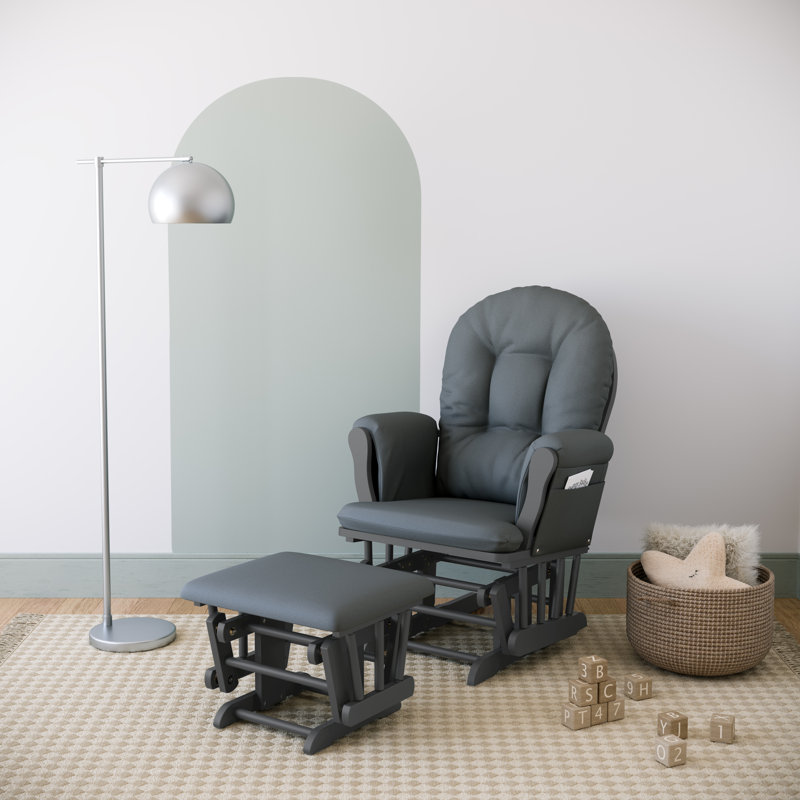 Fauteuil oscillant avec repose-pieds Hoop, gris, gris