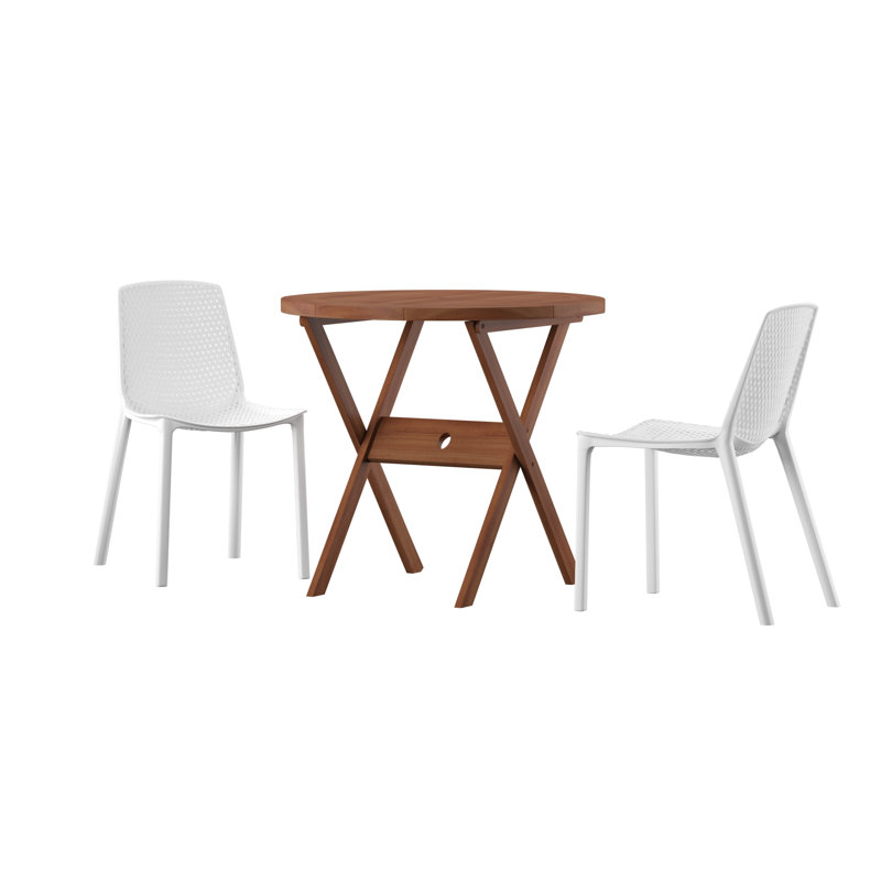 Anautica 2 - Person Patio Dining Set with Round Table, White
