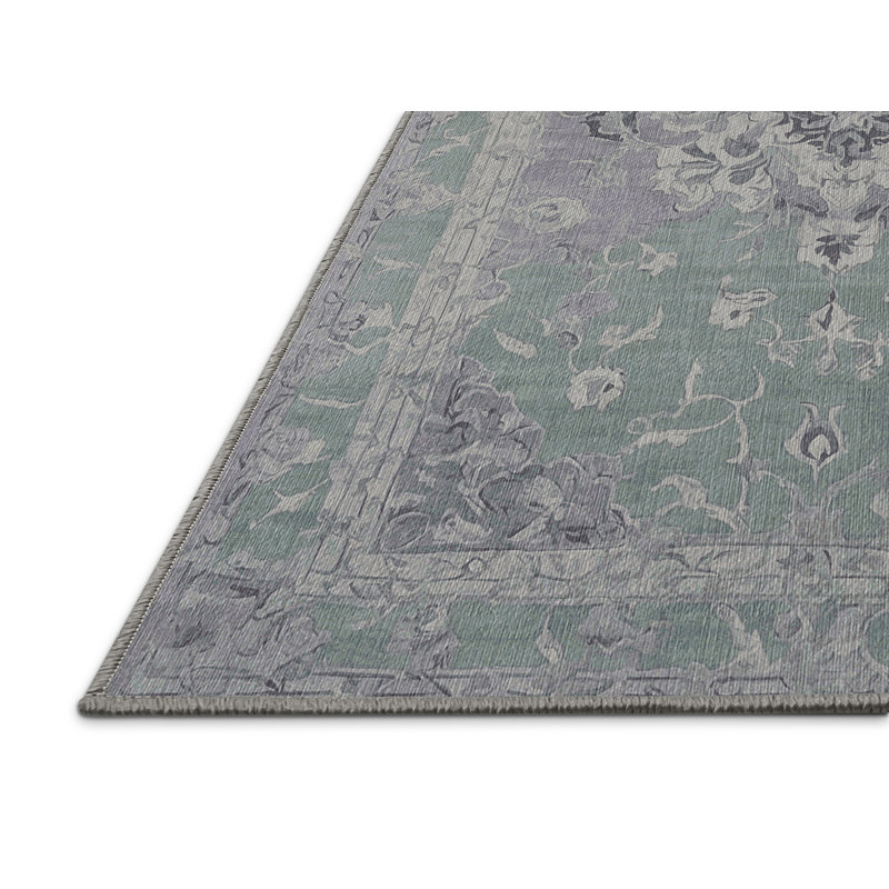 Machine Washable Gray Area Rug, Square 4'