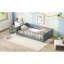 Lit plateforme simple avec porte-livres, porte, gris-1932981226