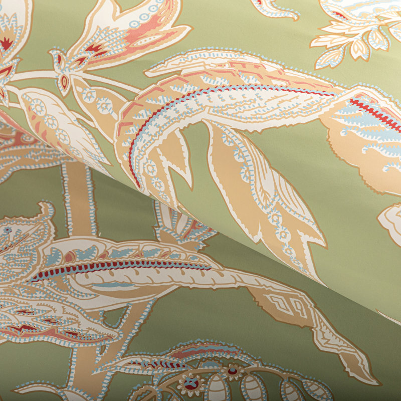 Manoir Seychelles 30' L x 36" W Wallpaper Roll, Leaf